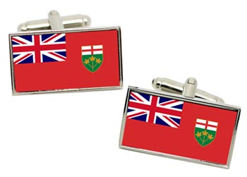 Ontario (Canada) Flag Cufflinks in Chrome Box