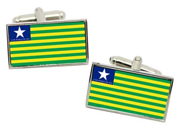 Piaû̃ (Brazil) Flag Cufflinks in Chrome Box