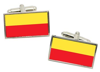 Prague (Czech) Flag Cufflinks in Chrome Box
