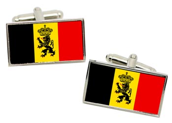Staatsvlag van Belgi (Belgium) Flag Cufflinks in Chrome Box