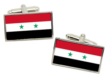 Syria Flag Cufflinks in Chrome Box