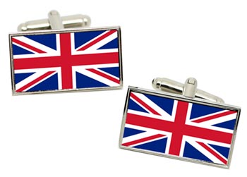 United Kingdom Flag Cufflinks in Chrome Box