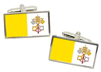 Vatican City Flag Cufflinks in Chrome Box