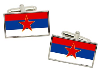 Yugoslavia (Montenegro) Flag Cufflinks in Chrome Box