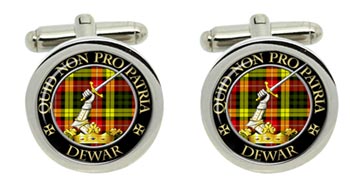 Dewar Scottish Clan Cufflinks in Chrome Box
