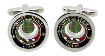 Leask Scottish Clan Cufflinks in Chrome Box