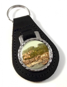 Clovelly Harbour Leather Key Fob