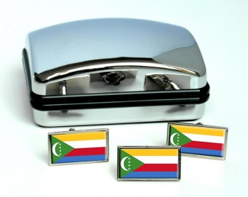 Comoros Flag Cufflink and Tie Pin Set