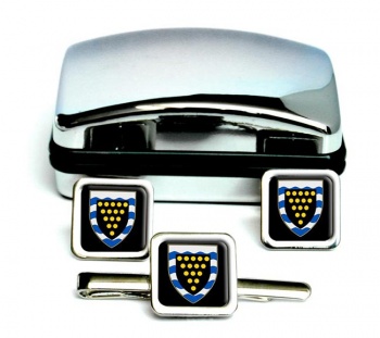 Cornwall (England) Square Cufflink and Tie Clip Set
