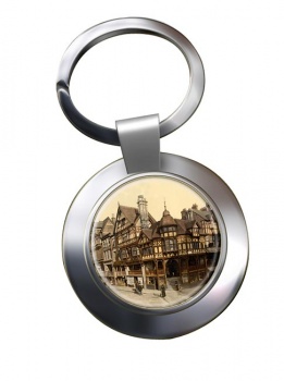 Cross and Rows Chester Chrome Key Ring