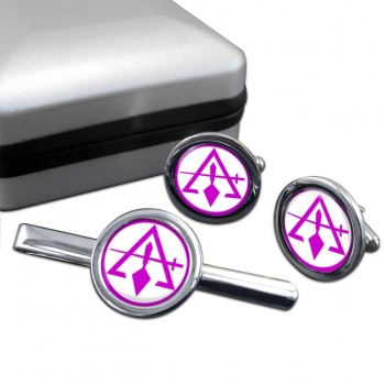 Council of Royal & Select Masters of Cryptic Masons (York Rite) Round Cufflink and Tie Clip Set