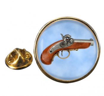 Derringer Baby Pistol Round Pin Badge