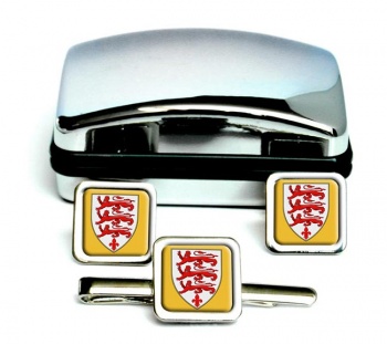 Dorset (England) Square Cufflink and Tie Clip Set