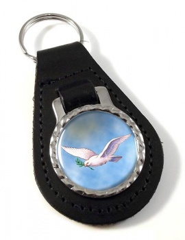 Dove of the Ark Leather Key Fob