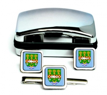 County Down (UK) Square Cufflink and Tie Clip Set