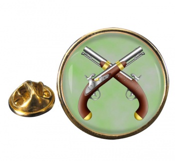 Duelling Pistols Round Pin Badge