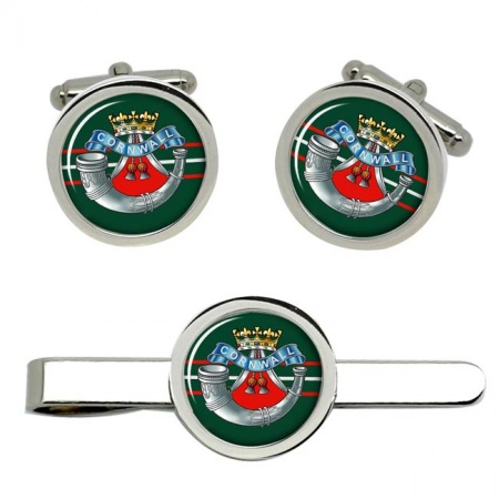 Duke of Cornwall's Light Infantry (DCLI), British Army Cufflinks and Tie Clip Set