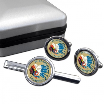 Escadron de Chasse 02-004 ''La Fayette'' (French Air Force) Round Cufflink and Tie Clip Set