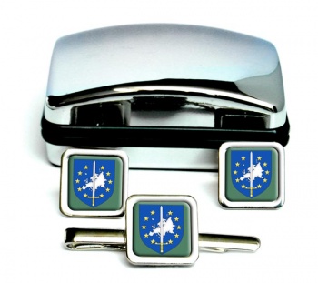 European Corps (Eurocorps) Square Cufflink and Tie Clip Set