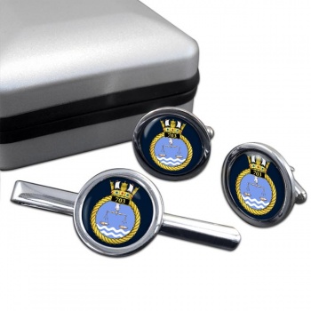703 Naval Air Squadron (Royal Navy) Round Cufflink and Tie Clip Set