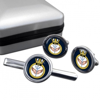 801 Naval Air Squadron (Royal Navy) Round Cufflink and Tie Clip Set