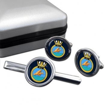 812 Naval Air Squadron (Royal Navy) Round Cufflink and Tie Clip Set
