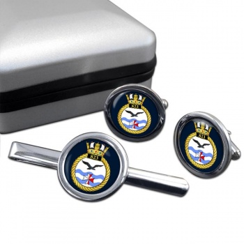 823 Naval Air Squadron (Royal Navy) Round Cufflink and Tie Clip Set