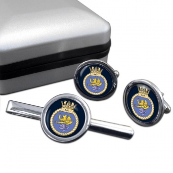 847 Naval Air Squadron (Royal Navy) Round Cufflink and Tie Clip Set