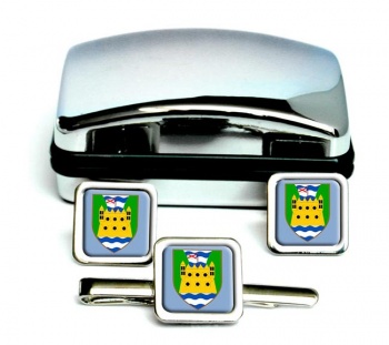 County Fermanagh (UK) Square Cufflink and Tie Clip Set