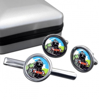 Flying Scotsman Vintage Poster Cufflink and Tie Clip Set