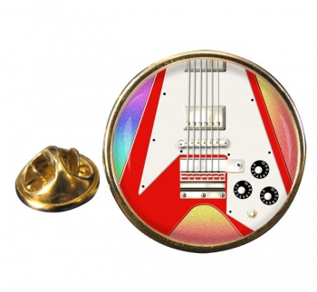 Flying V Guitar Round Pin Badge