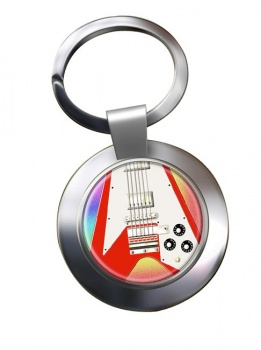 Flying V Guitar Chrome Key Ring