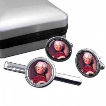 Frederick the Great Round Cufflink and Tie Clip Set