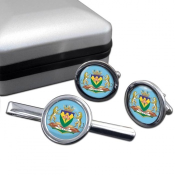 Free State (South Africa) Round Cufflink and Tie Clip Set