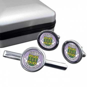Funchal (Portugal) Round Cufflink and Tie Clip Set