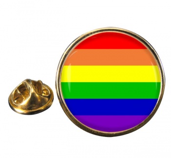 Gay Rainbow Round Pin Badge