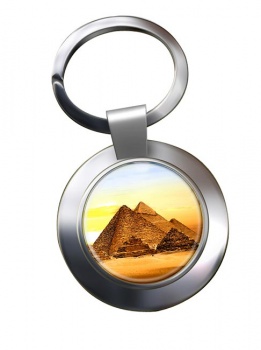 Pyramids of Giza Chrome Key Ring