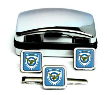 Hellenic Air Force (Greece) Square Cufflink and Tie Clip Set