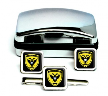 Hellenic Army (Greece) Square Cufflink and Tie Clip Set