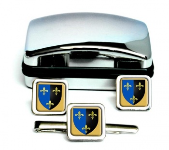 Gwent-Square Cufflink and Tie Clip Set