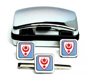 Halle (Germany) Square Cufflink and Tie Clip Set