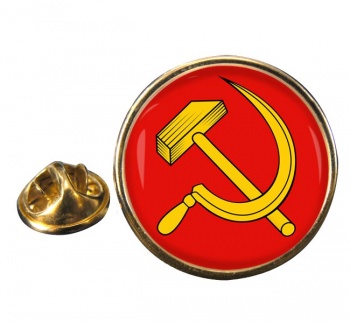 Hammer and Sickle Round Pin Badge