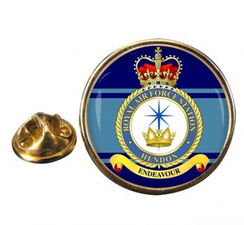 RAF Station Hendon Round Pin Badge