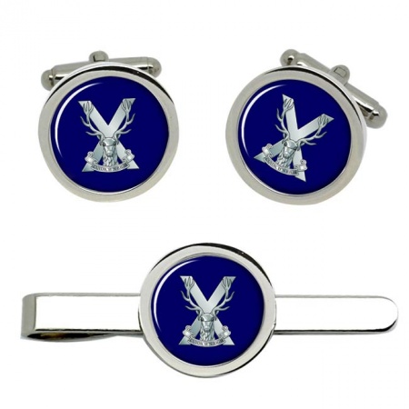 Highland Band of the Scottish Division, British Army Cufflinks and Tie Clip Set