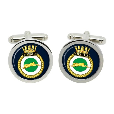 HMS Airedale, Royal Navy Cufflinks in Box