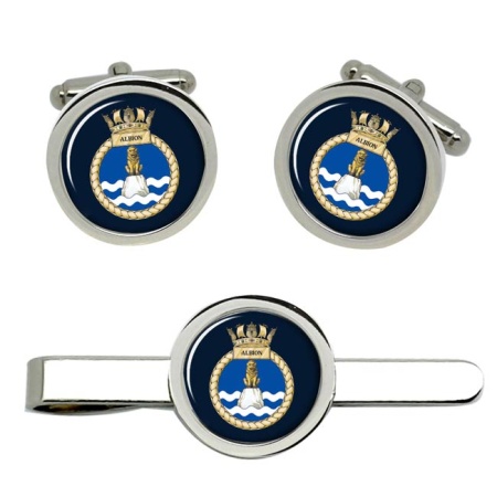 HMS Albion, Royal Navy Cufflink and Tie Clip Set
