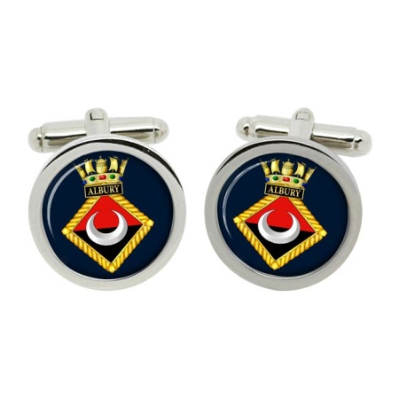 HMS Albury, Royal Navy Cufflinks in Box