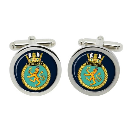 HMS Alderney, Royal Navy Cufflinks in Box