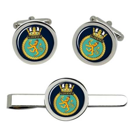 HMS Alderney, Royal Navy Cufflink and Tie Clip Set
