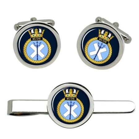 HMS Bude, Royal Navy Cufflink and Tie Clip Set
